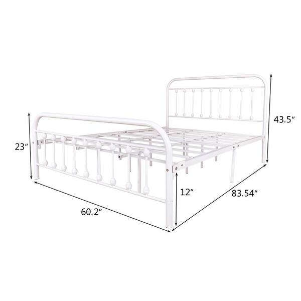 Bansa Rose White Queen Size Metal Bed, White Antique Headboard Queen Size Dimensions