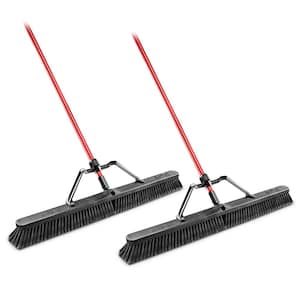 36 in. Smooth Sweep Push Broom Set with Brace and Handle (2-Pack)
