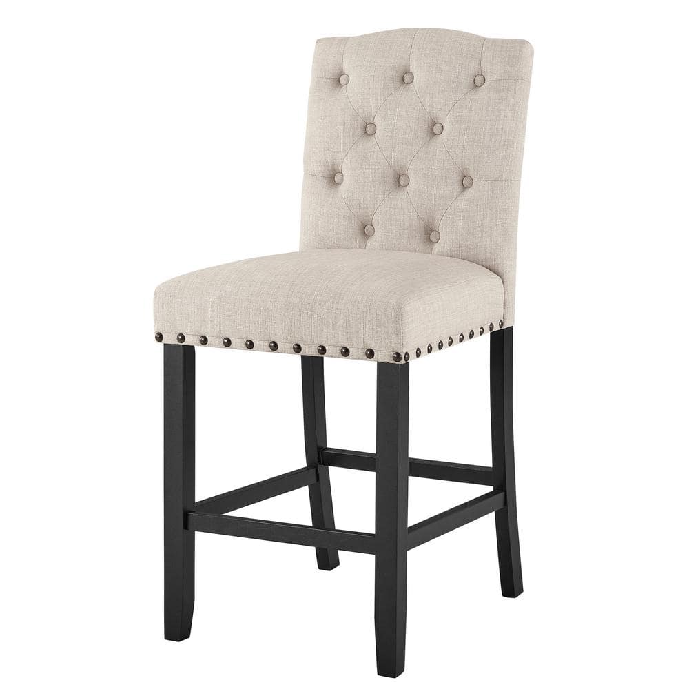 Daphne Beige and Black Solid Wood 5-Piece Counter Dining Set