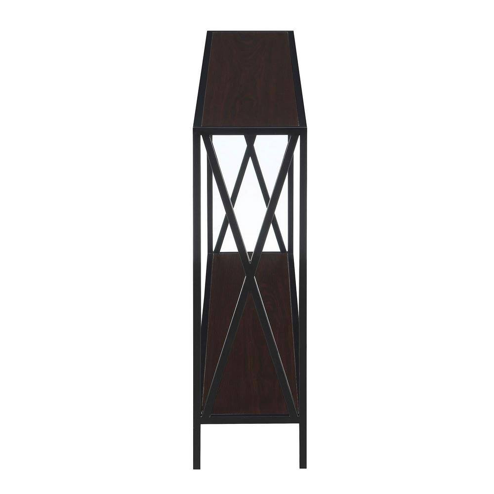 Tucson 48" Espresso and Black Metal Console Table with Shelf