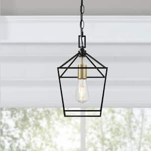 Weyburn 1-Light Caged Black and Gold Farmhouse Hanging Mini Kitchen Pendant Light