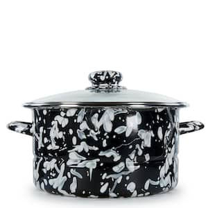 Black Swirl 6 qt. Enamelware Stock Pot with Glass Lid