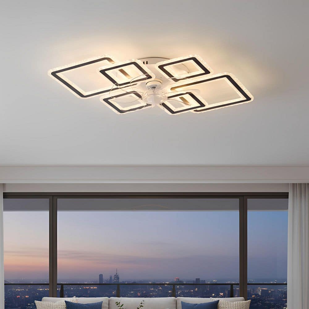 33 in. 7-Blade Black Ceiling Fan with LED Light Remote and APP Control 6-Speed Dimmable for Bedroom Living Room price history on PriceWatchPro