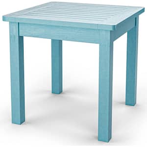 18 in. Oversize Blue Square Plastic Adirondack Outdoor Patio Side Table