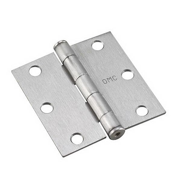 Onward 3 in. x 3 in. Brushed Chrome Full Mortise Butt Hinge with Removable Pin (2-Pack)