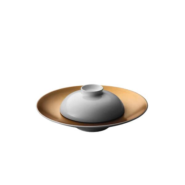 BergHOFF Gem 2pc Deep Presentation Plate And Bowl, White and Gold
