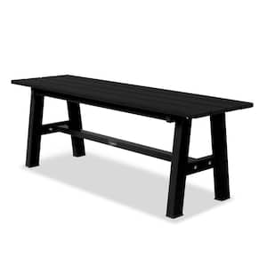 47 in. 2-Person Black Plastic Outdoor Bench HDPE Patio Garden Bench w/Metal Legs, 660 LBS Capacity
