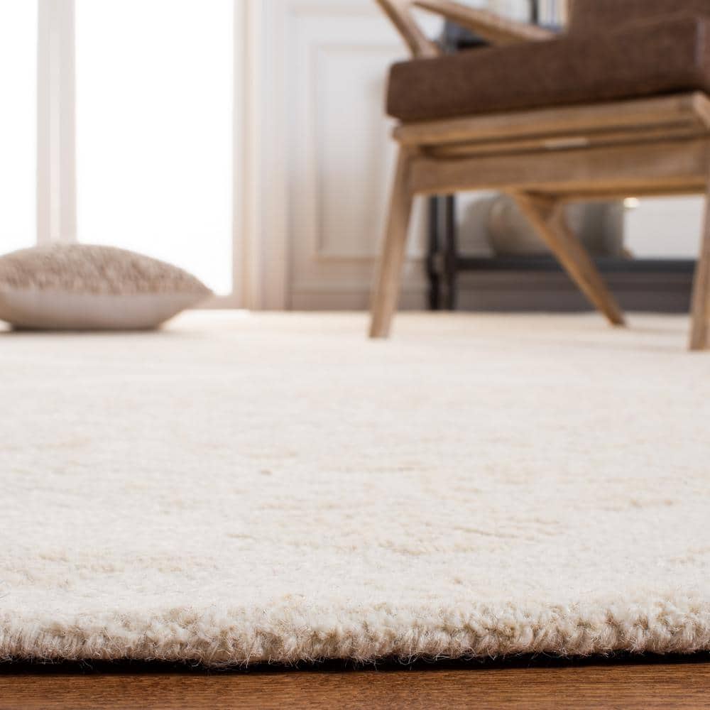 Ivory Beige 6' Round Handmade Wool Tufted Rug