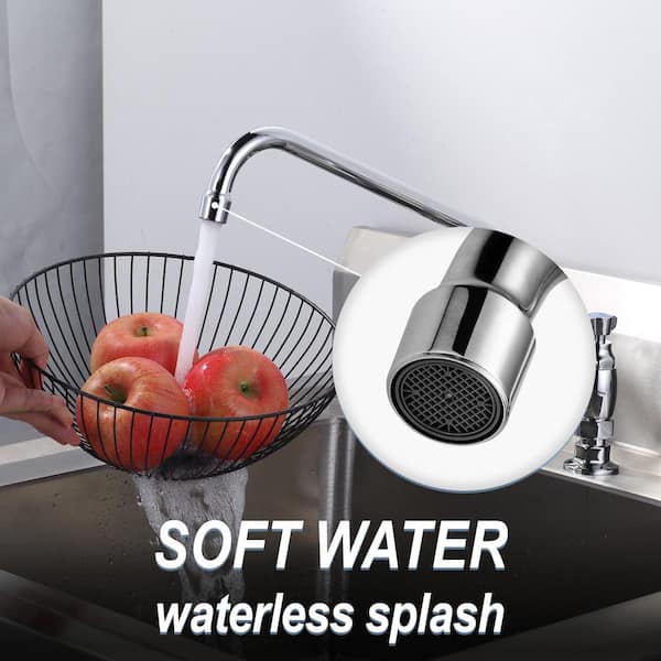 Double Handle Commercial Standard Kitchen Faucet with 12 in . Swivel Spout Deck Mount Kitchen Faucet in Polished Chrome