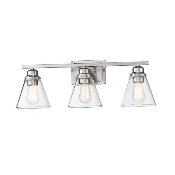 Hukoro Romance 25.98 in. 3-Light Vanity Light with Brushed