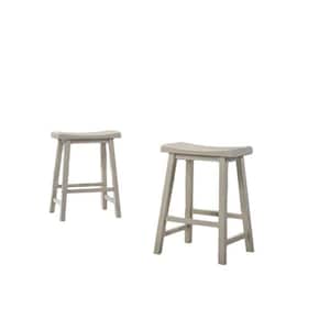 18.5 in. Gray Backless Wood Frame Counter height Stool with Wooden Seat (Set of 2)