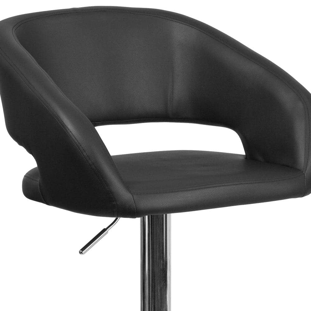 Adjustable Black Vinyl and Chrome Swivel Barstool