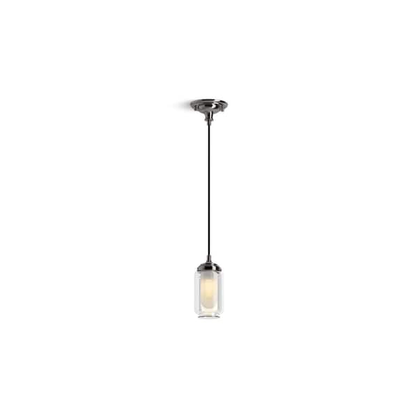 Artifacts 1-Light Titanium Shaded Pendant Light with Glass Shade