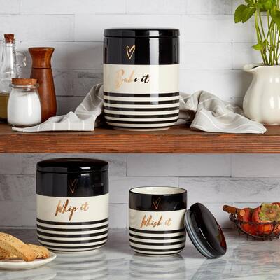 Diior 3-Piece Ceramic Kitchen Canister Set with Ceramic Lids