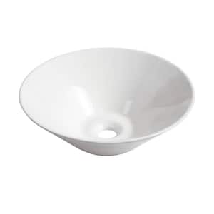 16.7 in. White Ceramic Round Vessel Bathroom Sink