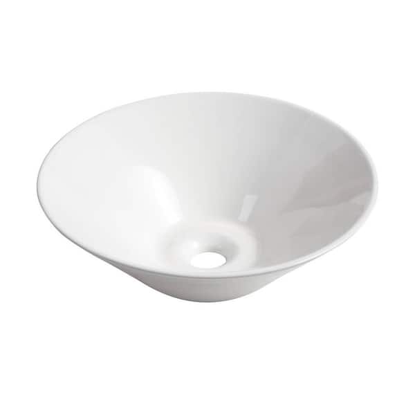 Unbranded 16.7 in. White Ceramic Round Vessel Bathroom Sink