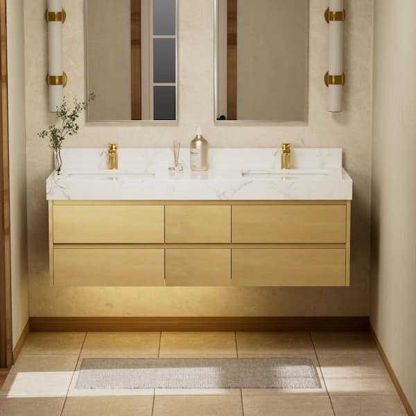 ExBrite Marble Lux 60 in. W x 20.8 in. D x 21.2 in. H Floating