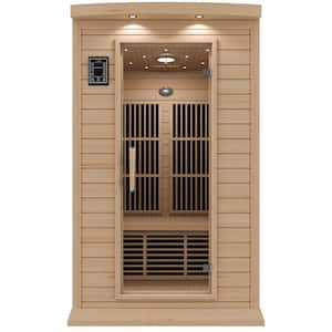 2-Person Indoor Hemlock Wood Infrared Sauna with Touch Control Panel, Bluetooth and LED Lights