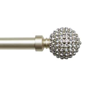Anastasia 36 in. - 72 in. Adjustable Length 1 in. Single Curtain Rod Kit in Matte Silver with Gemstone Accented Finial