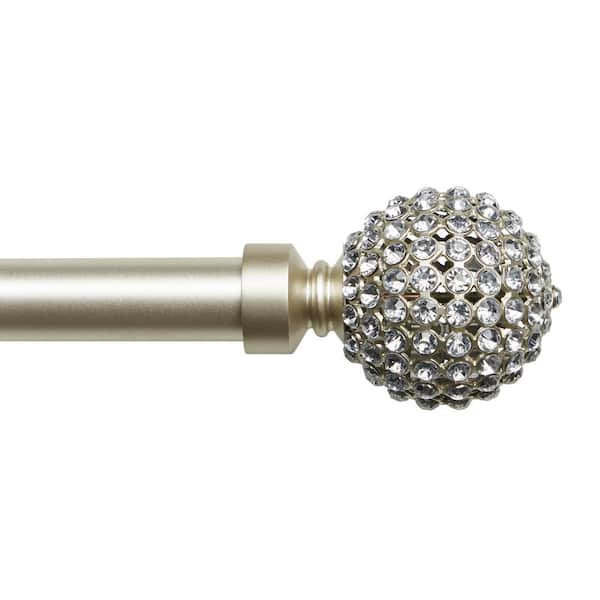 EXCLUSIVE HOME Anastasia 36 in. - 72 in. Adjustable Length 1 in. Single Curtain Rod Kit in Matte Silver with Gemstone Accented Finial