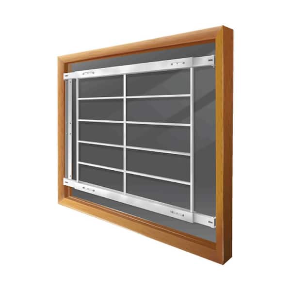 Mr. Goodbar Fixed 52 in. to 64 in. Adjustable Width 6-Bar Window Guard, White