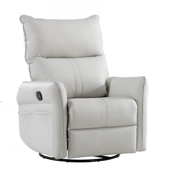 Merax Light Gray Faux Leather Rocking Swivel Recliner Chair with Side  Pockets, Padded Seat, 360° Swivel GCCPXN115303 - The Home Depot