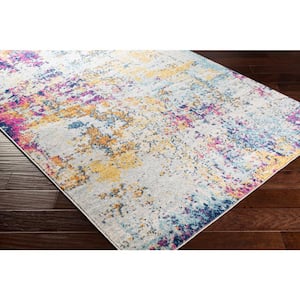 Yamikani Fucia/Yellow 5 ft. 3 in. x 7 ft. 3 in. Abstract Distressed Area Rug