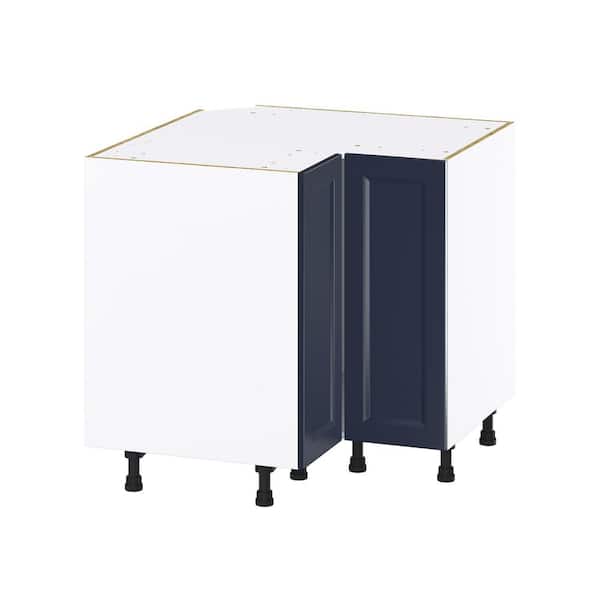 J COLLECTION 36 in. W x 34.5 in. H x 24 in. D Devon Painted Blue Shaker Assembled Base Corner Kitchen Cabinet
