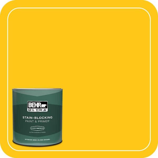 BEHR ULTRA 1 qt. #P300-7 Unmellow Yellow Extra Durable Semi-Gloss Enamel Interior Paint & Primer