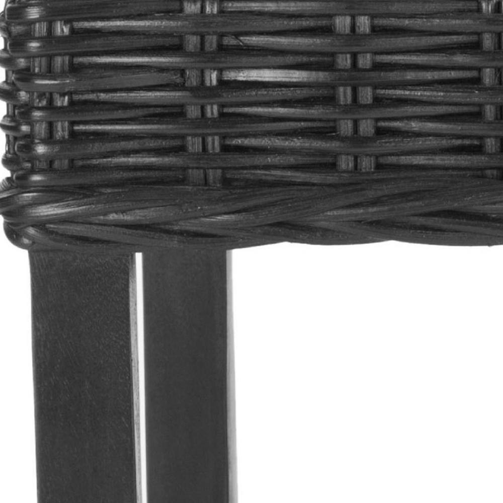Cypress Black Mango Wood Bar Stool with Rattan Seat