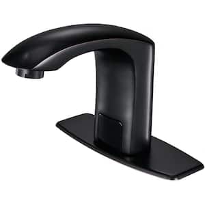 Automatic Sensor Touchless Single-Hole Bathroom Sink Faucet with Deck Plate in Oil Rubbed Bronze