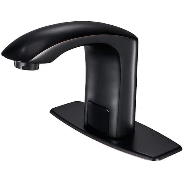 FORCLOVER Automatic Sensor Touchless Single-Hole Bathroom Sink Faucet with Deck Plate in Oil Rubbed Bronze