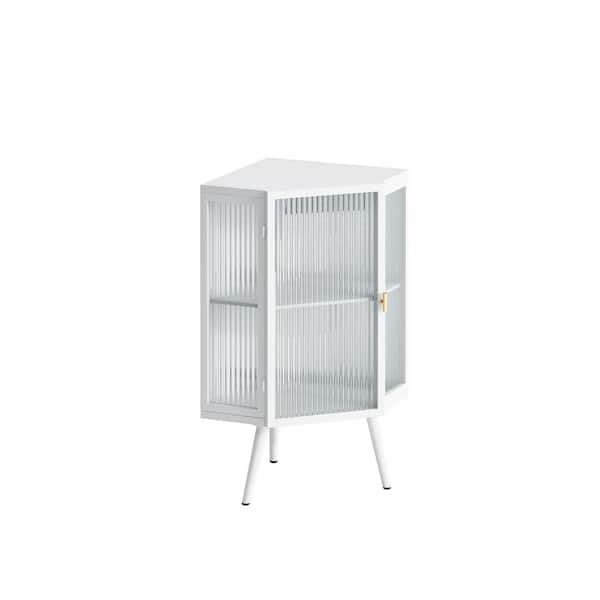Hooseng 16.54 in. W x 22.25 in. D x 31.5 in. H White Linen Cabinet with Tempered Glass Door