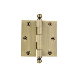 3.5 in. Ball Tip Residential Hinge with Square Corners in Antique Brass