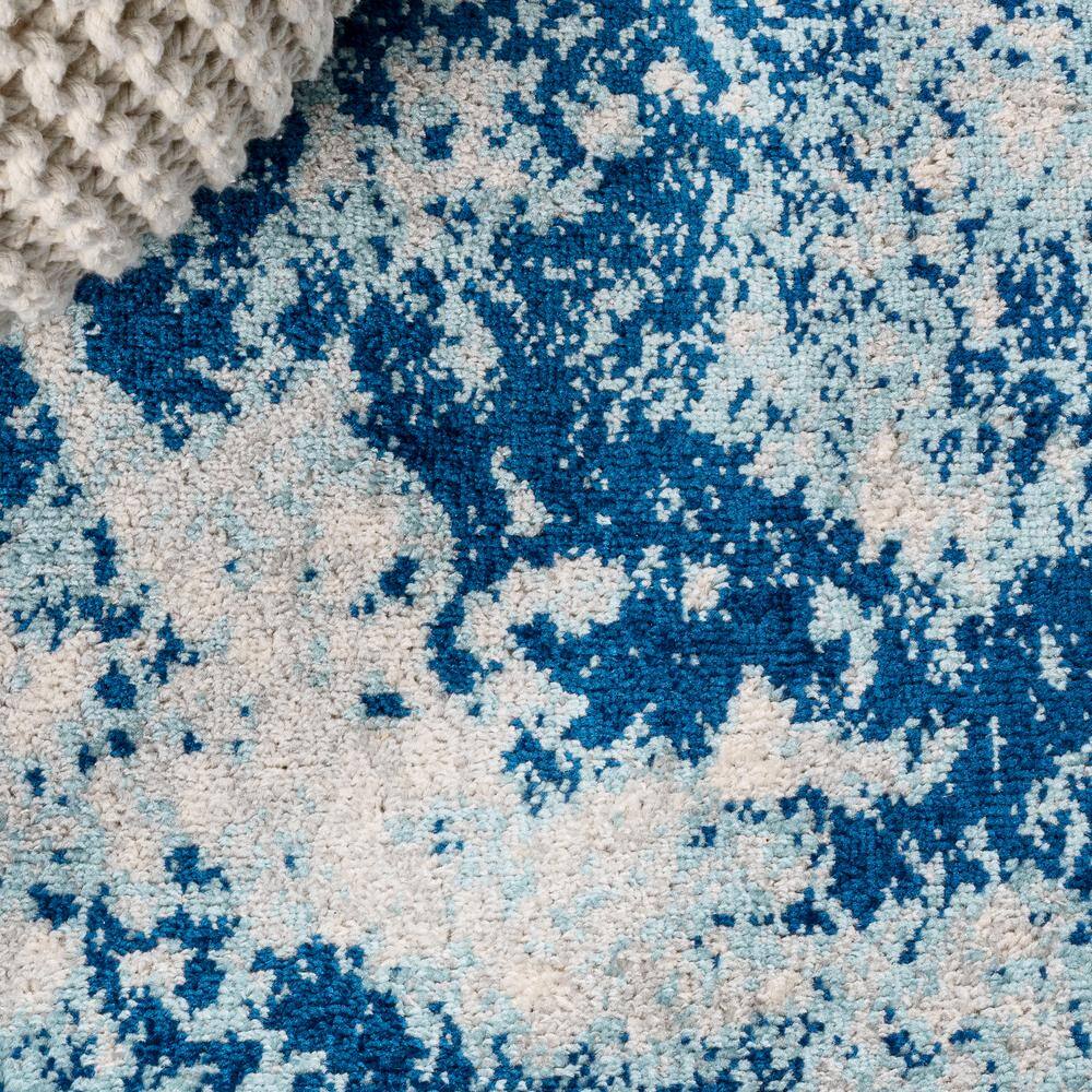 Dune Cream and Blue Abstract 2' x 8' Synthetic Runner Rug