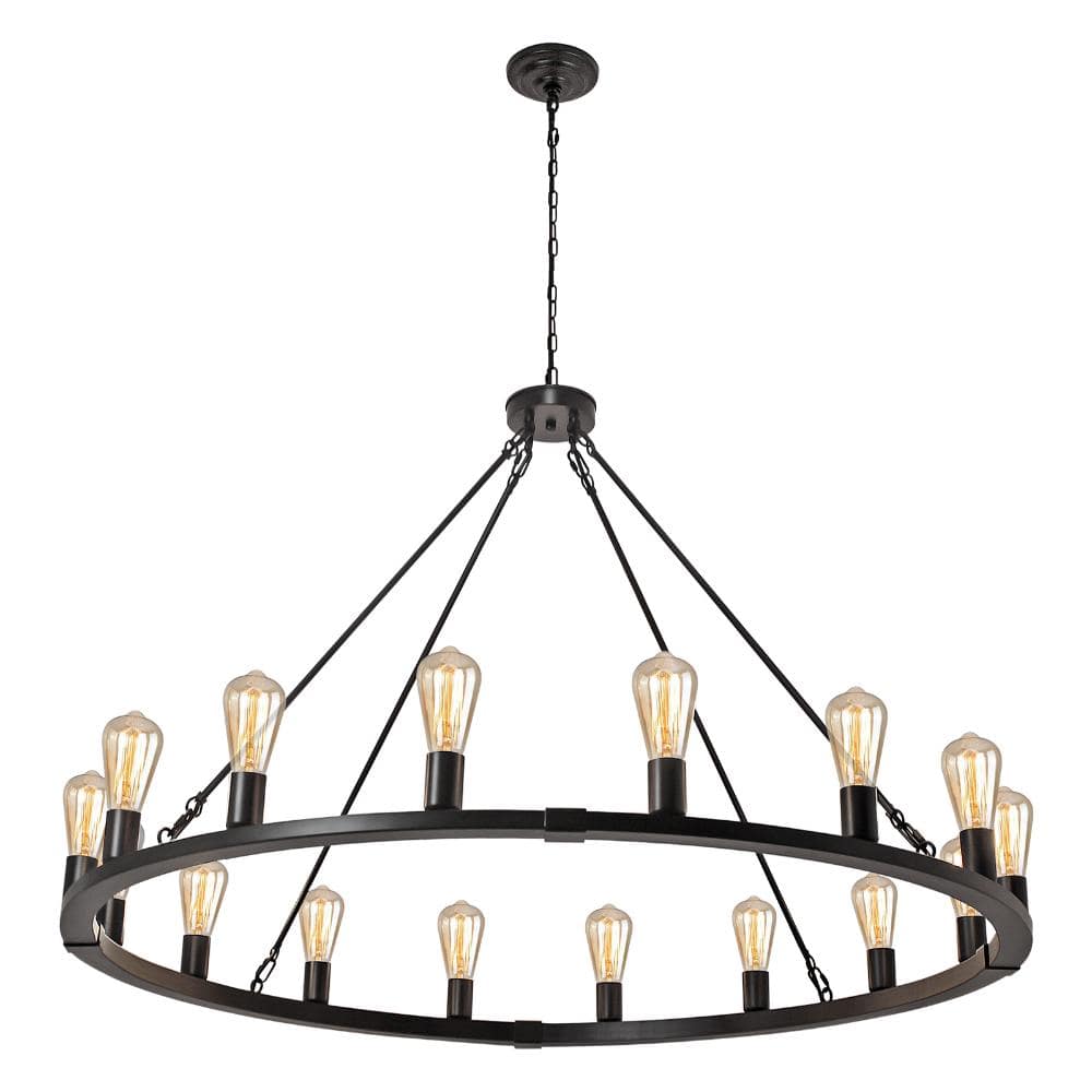 Rustic 16-Light Matte Black Wagon Wheel Chandelier price history on PriceWatchPro