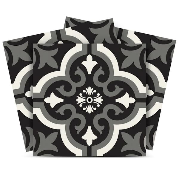 MI ALMA Black, White, and Gray B150 5 in. x 5 in. Vinyl Peel and Stick Tile (24 Tiles, 4.17 sq. ft. Pack)