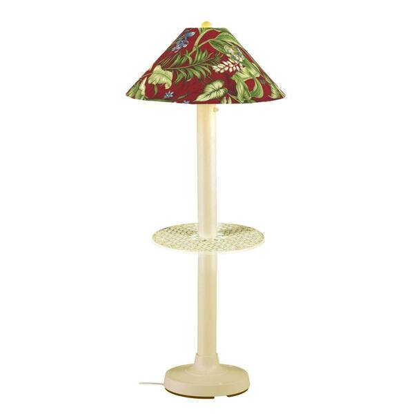 Patio Living Concepts Catalina 63.5 in. Bisque Outdoor Floor Lamp with Tray Table and Lacquer Shade