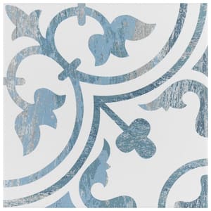 Cassis Arte Blue 9-3/4 in. x 9-3/4 in. Porcelain Floor and Wall Tile (10.88 sq. ft./Case)