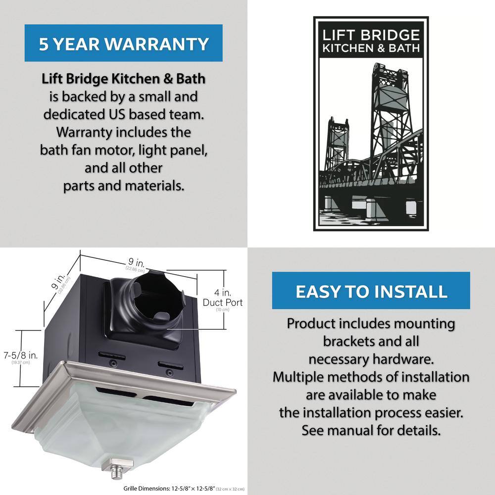 Square Brushed Nickel LED Ceiling Exhaust Fan with Frosted Glass
