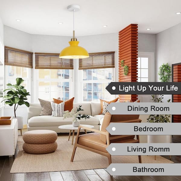 ADSENSTY 1-Light Simple Yellow Single Dome Pendant Light with