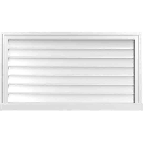Ekena Millwork 40 in. x 22 in. Vertical Surface Mount PVC Gable Vent: Decorative with Brickmould Sill Frame