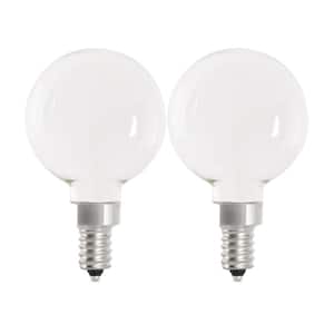60-Watt Equivalent G16.5 Globe Dimmable Filament White E12 Candelabra LED Vintage Edison LIght Bulb, Bright White 2-Pack