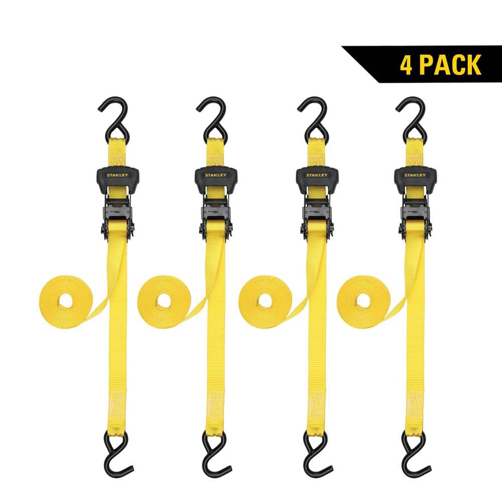 Stanley 1 in. x 14 ft. Ratchet Straps 3000 lbs. Break Strength (4-Pack) S1006 - The Home Depot