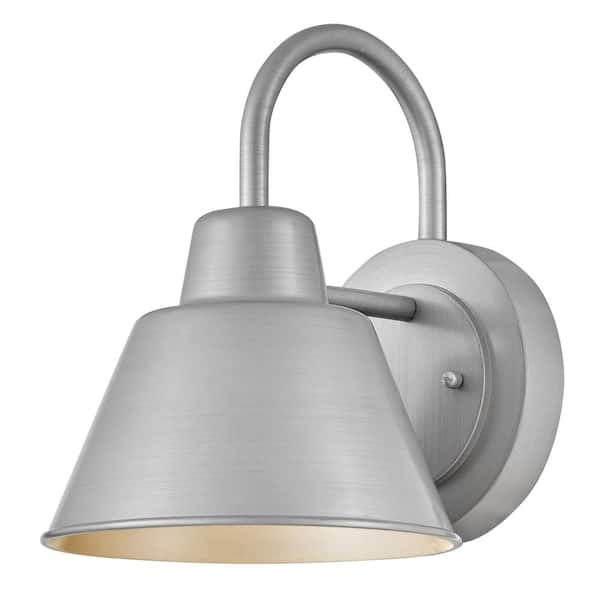 LARK Wes Antique Brushed Aluminum Outdoor Wall Lantern Sconce (1-Light)