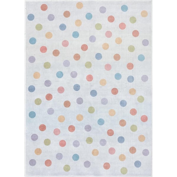 Well Woven Multi Dot Modern Kids Multi Color 5 ft. x 7 ft. Machine Washable Flat-Weave Area Rug