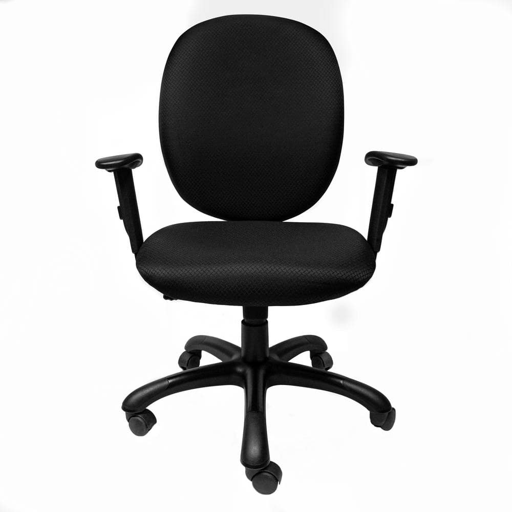 ErgoFlex Black Fabric Task Chair with Adjustable Arms and Swivel Base