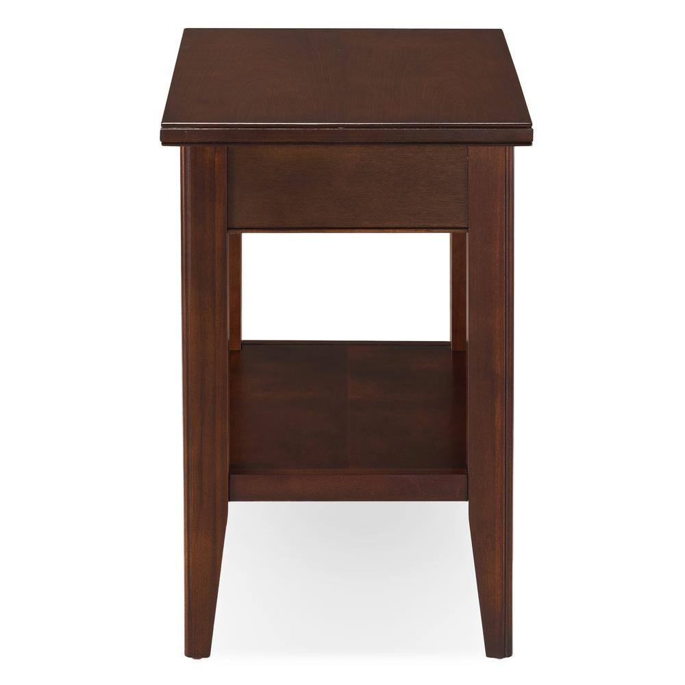 Laurent Chocolate Cherry Wood Chairside Table with Storage