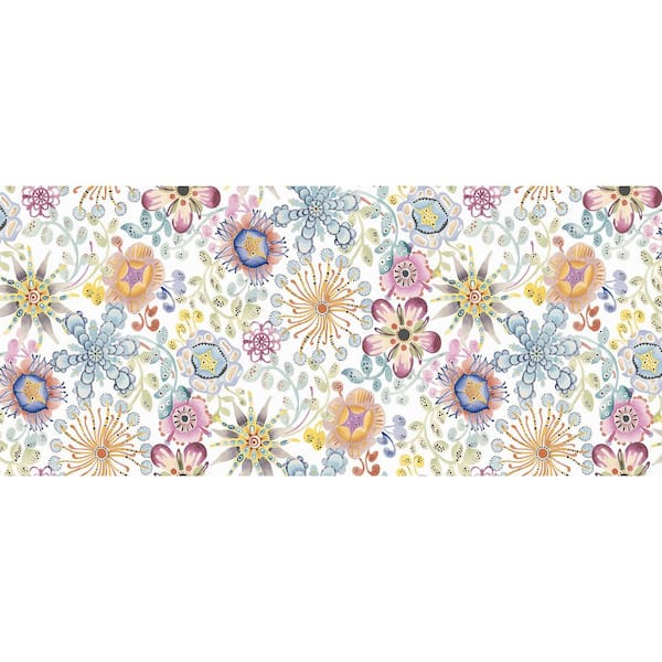 Magic Garden Multicolor White Peel and Stick Wallpaper