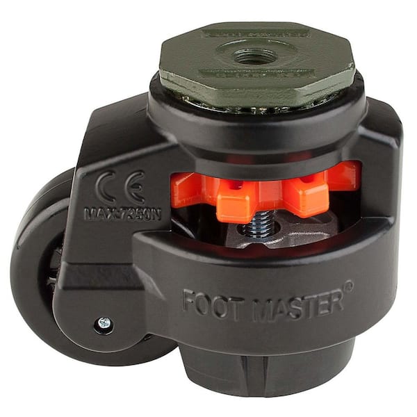 Foot Master GD Series 3 in. Nylon Swivel Flat Black M16 Stem Mounted Leveling Caster with 1650 lb. Load Rating